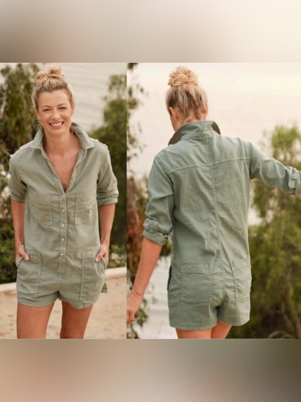 Frank & Eileen Utility Shirt Jacket Oversized Workwear Olive Green